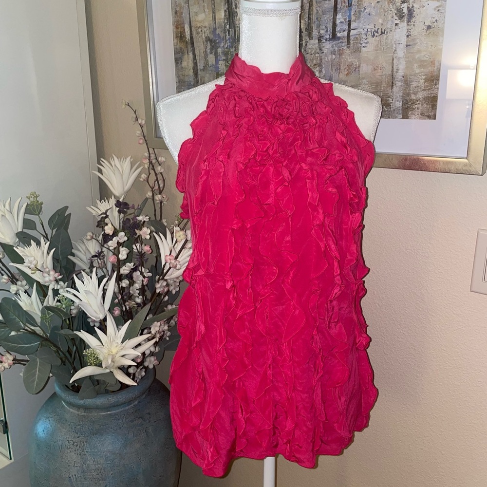 BCBGMaxAzria 100% silk bright pink sleeveless top